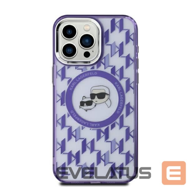 Другой аксессуар для телефона Karl Lagerfeld Karl Lagerfeld IML Monogram Karl & Choupette Head MagSafe iPhone 15 Case - Purple