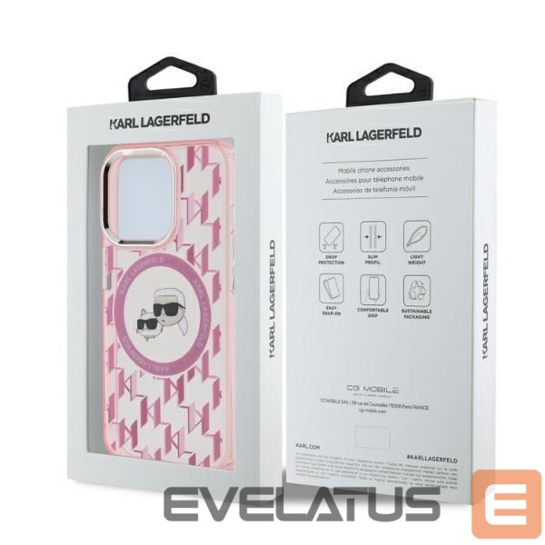 Другой аксессуар для телефона Karl Lagerfeld Karl Lagerfeld IML Monogram Karl & Choupette Head MagSafe Case for iPhone 15 Pro Max - Pink