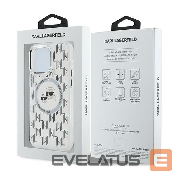 Другой аксессуар для телефона Karl Lagerfeld Karl Lagerfeld IML Monogram Karl & Choupette Head MagSafe Case for iPhone 15 Pro Max - Clear