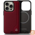Другой аксессуар для телефона Mercedes-Benz  Mercedes MB Wood Imitation Leather MagSafe iPhone 16 Pro Case - Red 
