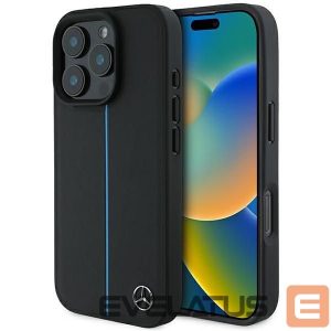 Другой аксессуар для телефона Mercedes-Benz  Mercedes MB Blue Line Leather MagSafe iPhone 16 Pro Case - Black 