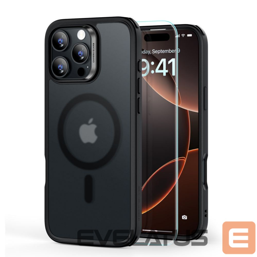 Другой аксессуар для телефона ESR ESR Classic Hybrid Halolock MagSafe Case Set + Tempered Glass for iPhone 16 Pro Max - Semi-Transparent with Black Frame
