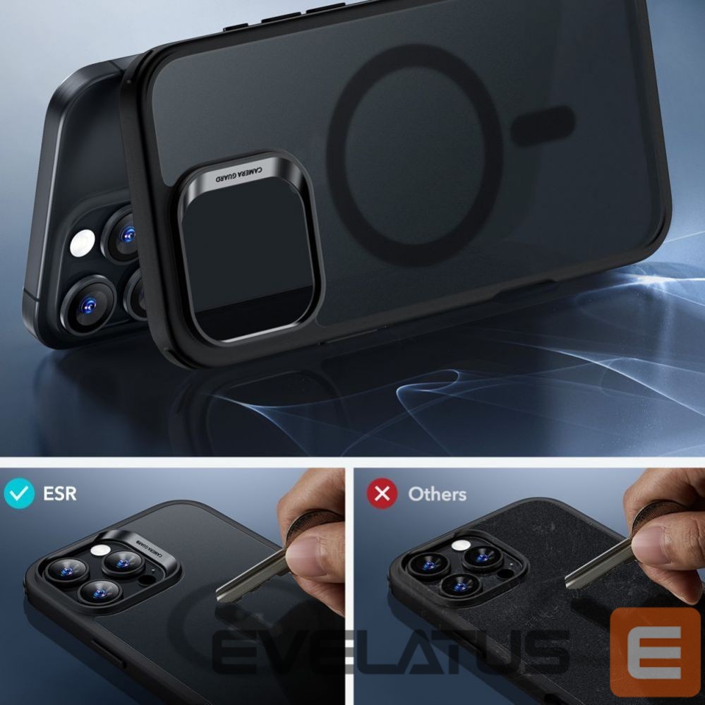 Другой аксессуар для телефона ESR ESR Classic Hybrid Halolock MagSafe Case Set + Tempered Glass for iPhone 16 Pro Max - Semi-Transparent with Black Frame
