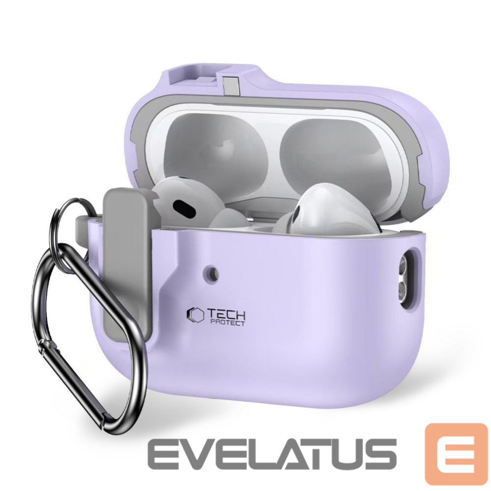 Другой аксессуар для телефона Tech-Protect Tech-Protect Slim Hook Case with Carabiner for Apple AirPods Pro 1 / 2 - Purple