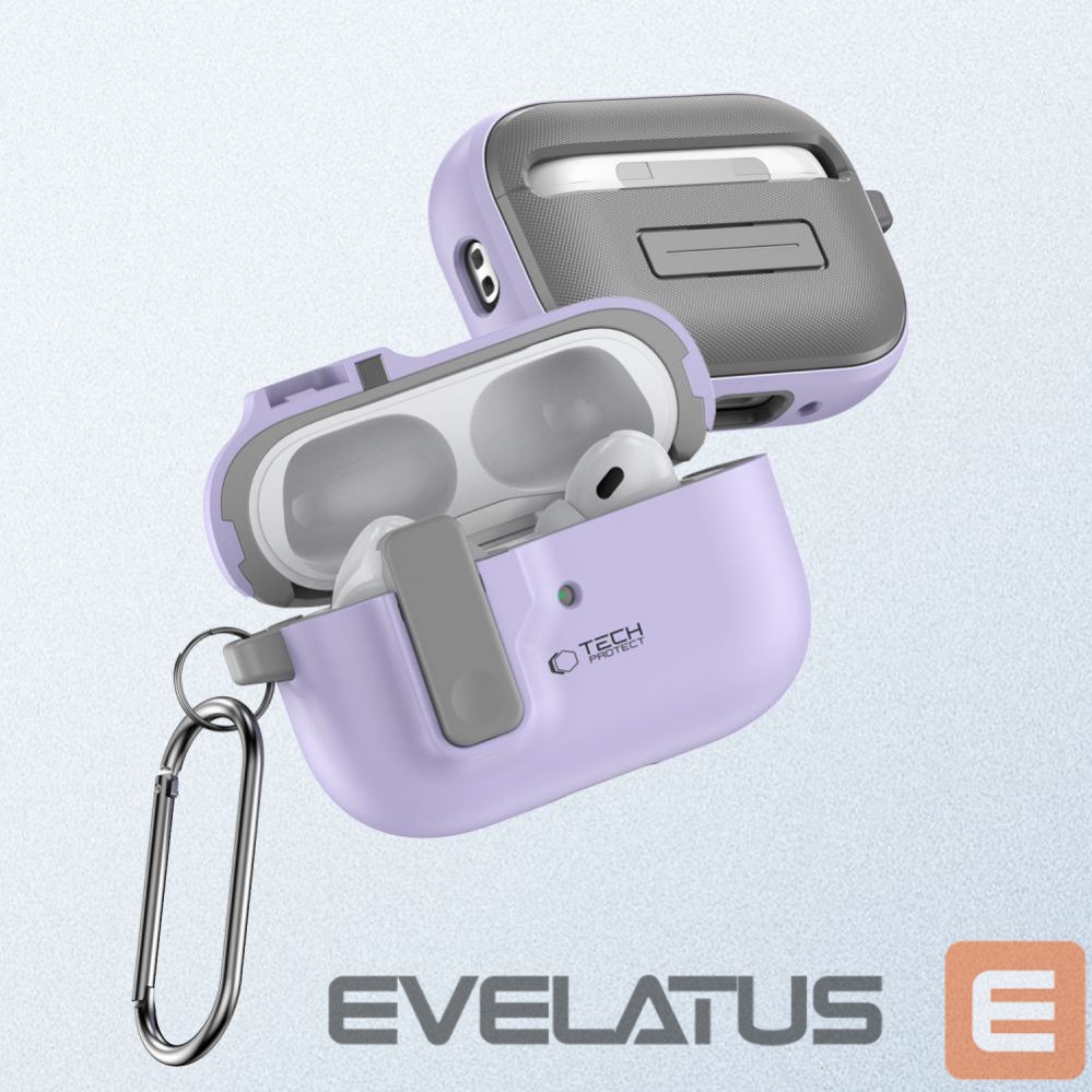 Другой аксессуар для телефона Tech-Protect Tech-Protect Slim Hook Case with Carabiner for Apple AirPods Pro 1 / 2 - Purple