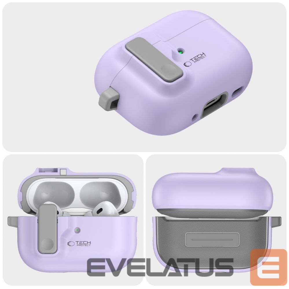 Другой аксессуар для телефона Tech-Protect Tech-Protect Slim Hook Case with Carabiner for Apple AirPods Pro 1 / 2 - Purple