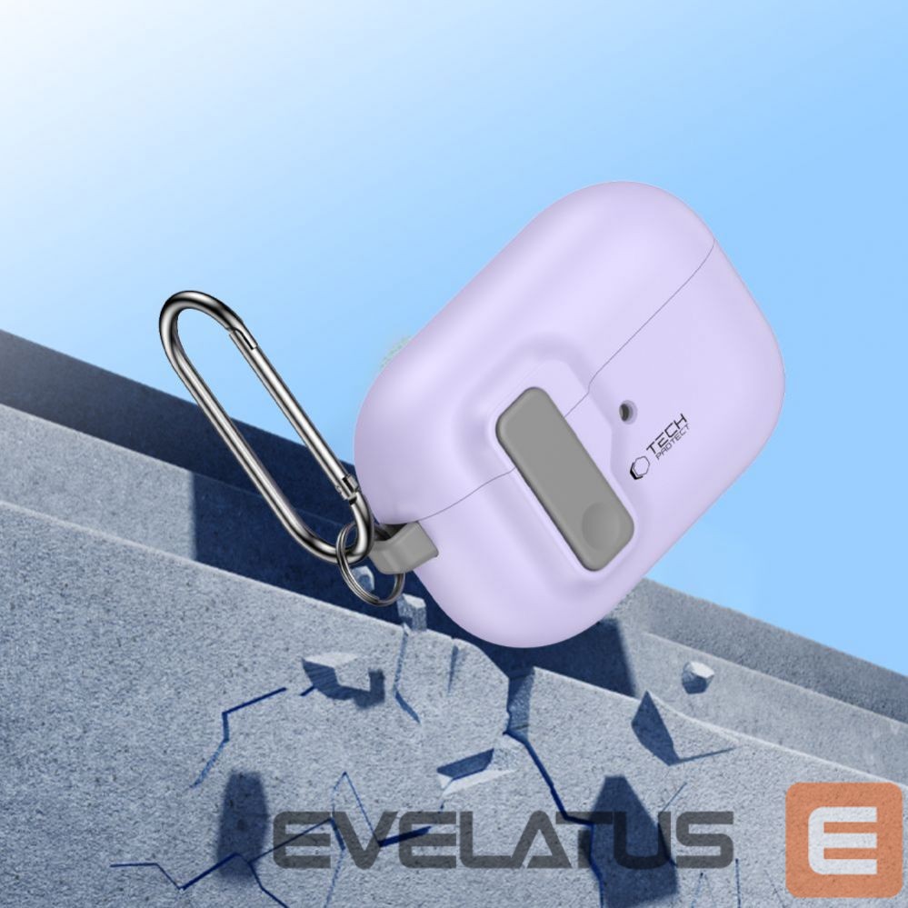 Другой аксессуар для телефона Tech-Protect Tech-Protect Slim Hook Case with Carabiner for Apple AirPods Pro 1 / 2 - Purple