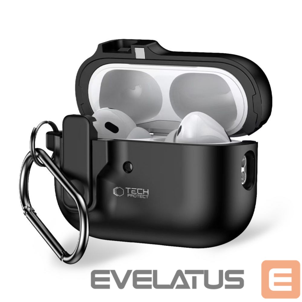 Другой аксессуар для телефона Tech-Protect Tech-Protect Slim Hook Case with Carabiner for Apple AirPods Pro 1 / 2 - Black