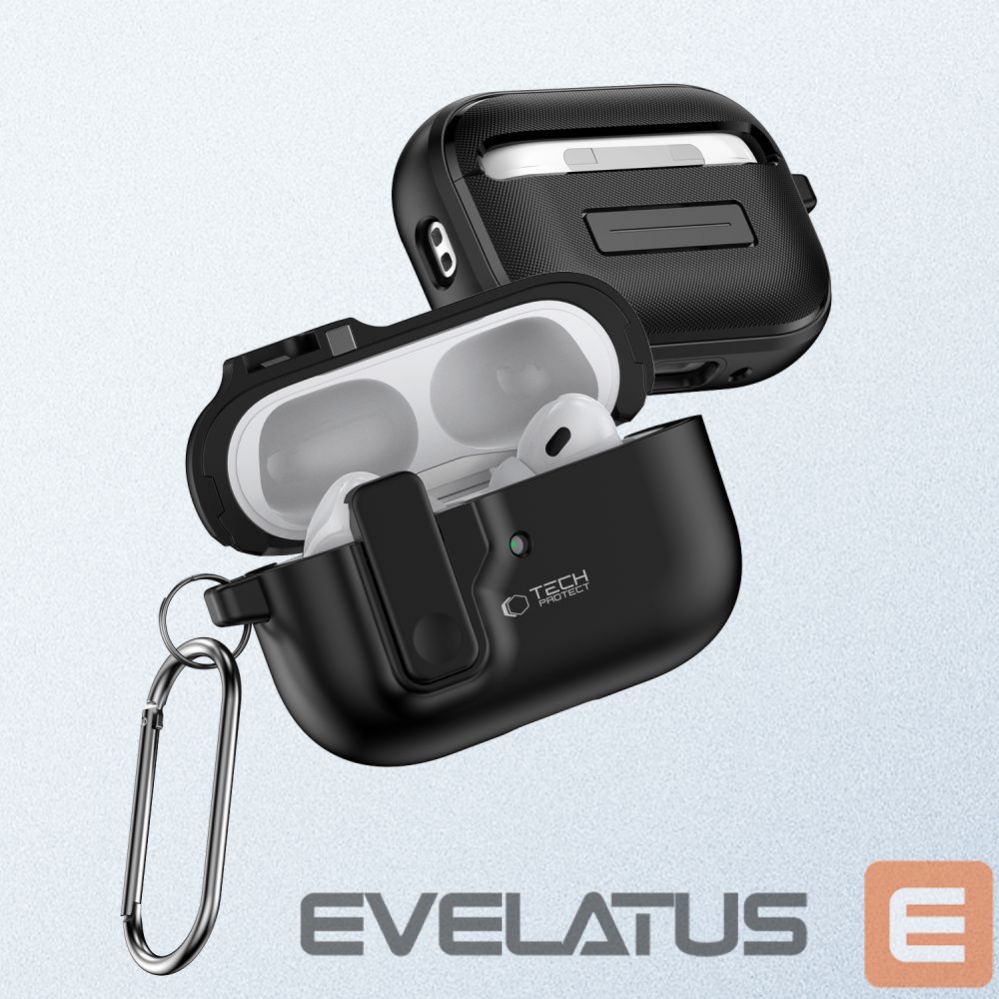 Другой аксессуар для телефона Tech-Protect Tech-Protect Slim Hook Case with Carabiner for Apple AirPods Pro 1 / 2 - Black