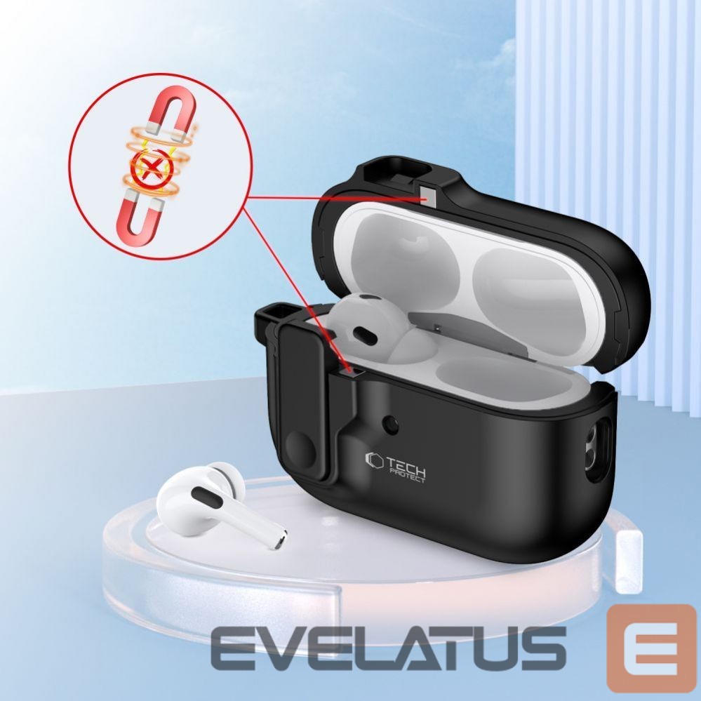 Другой аксессуар для телефона Tech-Protect Tech-Protect Slim Hook Case with Carabiner for Apple AirPods Pro 1 / 2 - Black