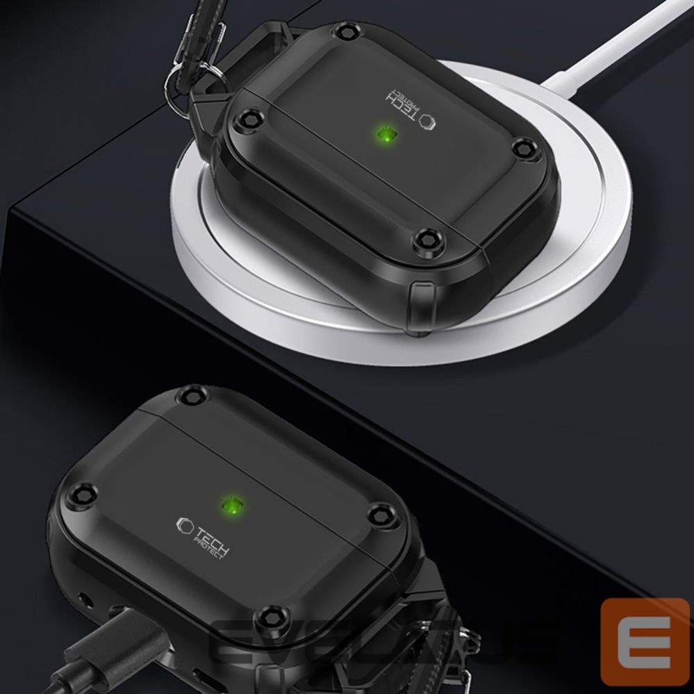 Другой аксессуар для телефона Tech-Protect Tech-Protect Rough Hook Case with Carabiner for Apple AirPods Pro 1 / 2 - Black