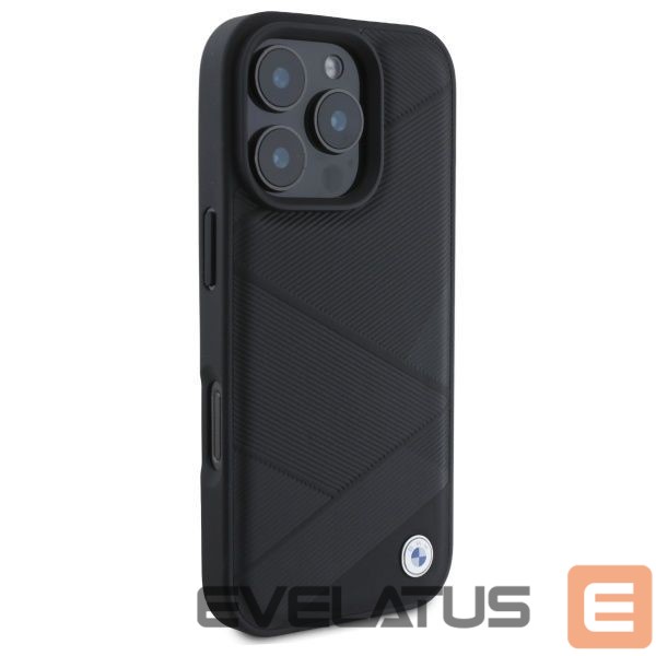 Другой аксессуар для телефона BMW BMW Sign Leather Crossing Lines Pattern iPhone 16 Pro Max Case - Black