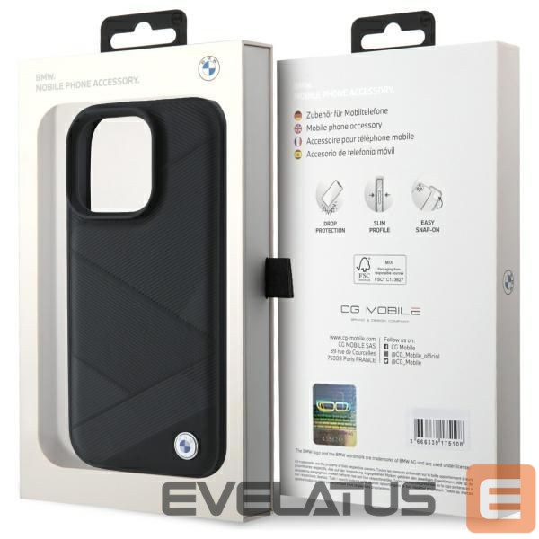 Другой аксессуар для телефона BMW BMW Sign Leather Crossing Lines Pattern iPhone 16 Pro Max Case - Black