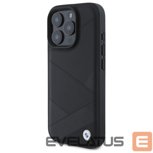 Другой аксессуар для телефона BMW BMW Sign Leather Crossing Lines Pattern iPhone 16 Pro Max Case - Black