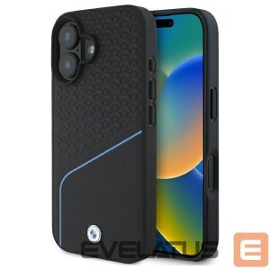Другой аксессуар для телефона BMW  BMW BMHMP16S23RDCLK iPhone 16 6.1" black/black hardcase Sign Leather Textured And Line MagSafe 