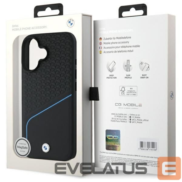 Другой аксессуар для телефона BMW BMW BMHMP16S23RDCLK iPhone 16 6.1" black/black hardcase Sign Leather Textured And Line MagSafe