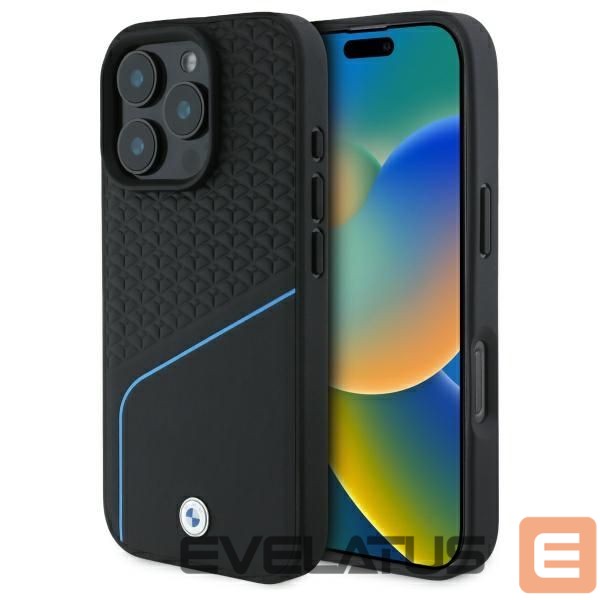 Другой аксессуар для телефона BMW BMW Sign Leather Textured And Line MagSafe Case for iPhone 16 Pro Max - Black