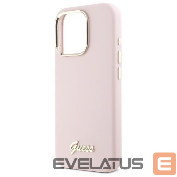 Другой аксессуар для телефона Guess Guess Silicone Script Metal Logo & Frame iPhone 16 Pro Case - Pink