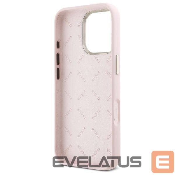 Другой аксессуар для телефона Guess Guess Silicone Script Metal Logo & Frame iPhone 16 Pro Case - Pink