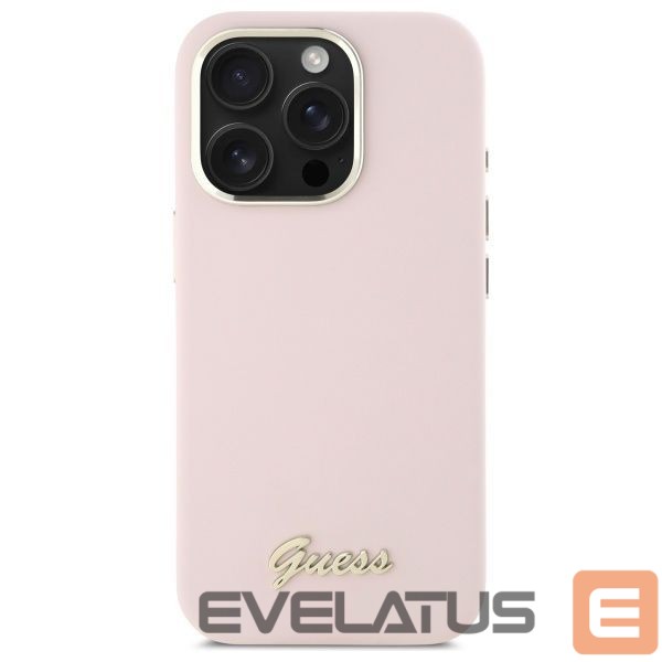 Другой аксессуар для телефона Guess Guess Silicone Script Metal Logo & Frame iPhone 16 Pro Case - Pink