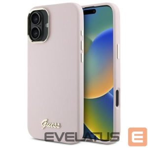 Другой аксессуар для телефона Guess  Guess Silicone Script Metal Logo & Frame iPhone 16 Plus Case - Pink 