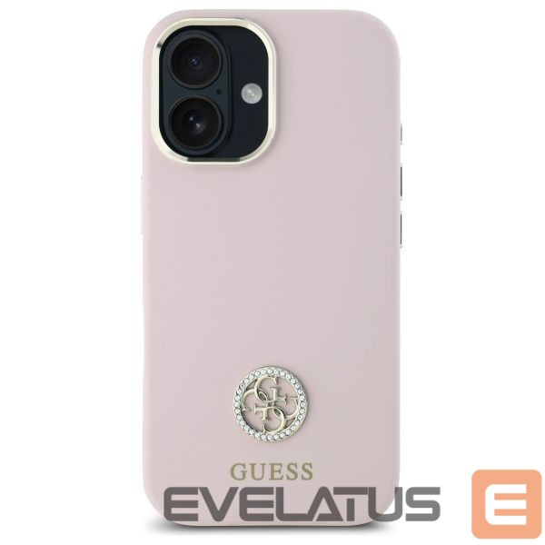 Другой аксессуар для телефона Guess Guess Silicone Logo Strass 4G case for iPhone 16 - light pink