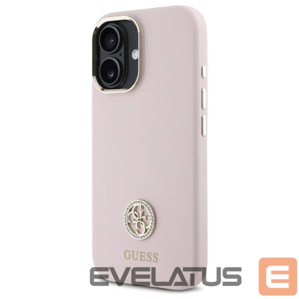 Другой аксессуар для телефона Guess Guess Silicone Logo Strass 4G case for iPhone 16 - light pink
