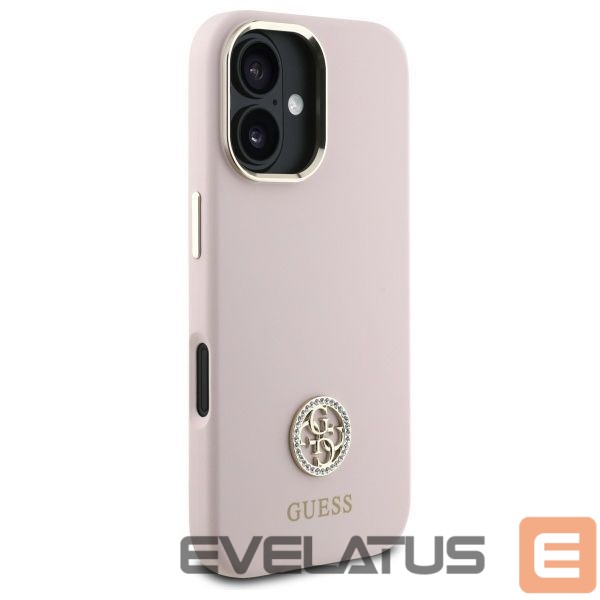 Другой аксессуар для телефона Guess Guess Silicone Logo Strass 4G case for iPhone 16 - light pink