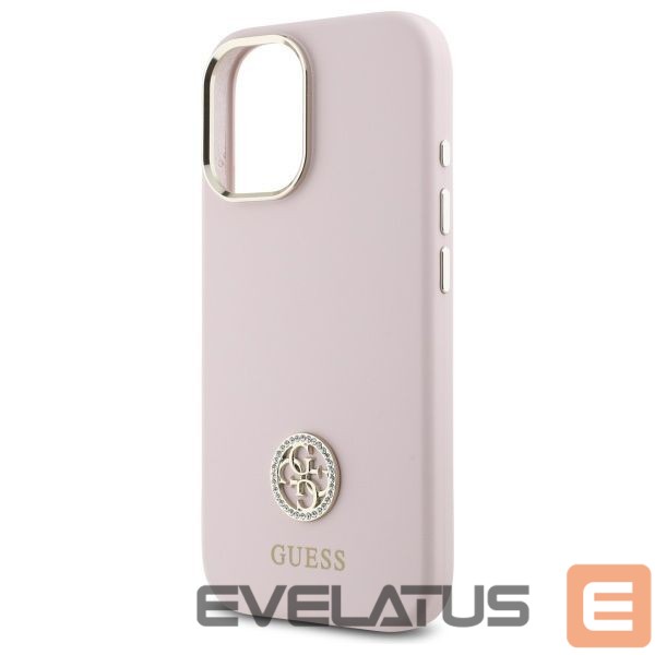 Другой аксессуар для телефона Guess Guess Silicone Logo Strass 4G case for iPhone 16 - light pink