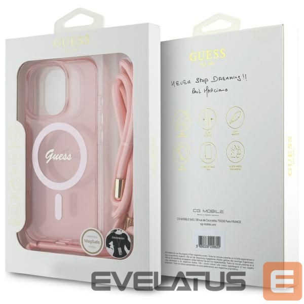 Другой аксессуар для телефона Guess Guess Crossbody Cord Script MagSafe Case for iPhone 16 Pro - Pink