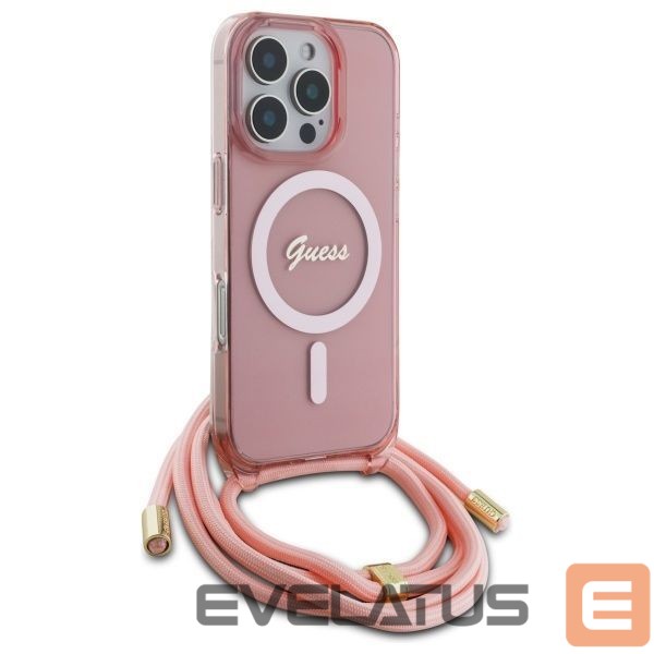 Другой аксессуар для телефона Guess Guess Crossbody Cord Script MagSafe Case for iPhone 16 Pro Max - Pink