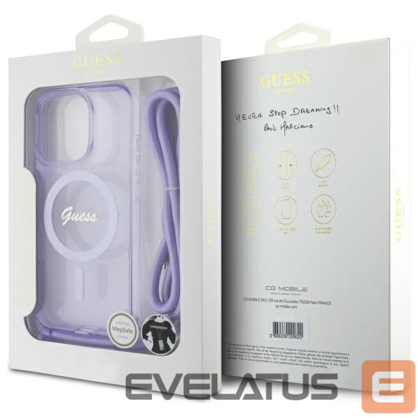 Другой аксессуар для телефона Guess Guess Crossbody Cord Script MagSafe Case for iPhone 16 Pro Max - Purple