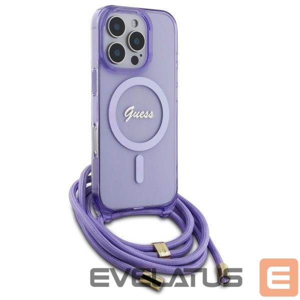 Другой аксессуар для телефона Guess Guess Crossbody Cord Script MagSafe Case for iPhone 16 Pro Max - Purple