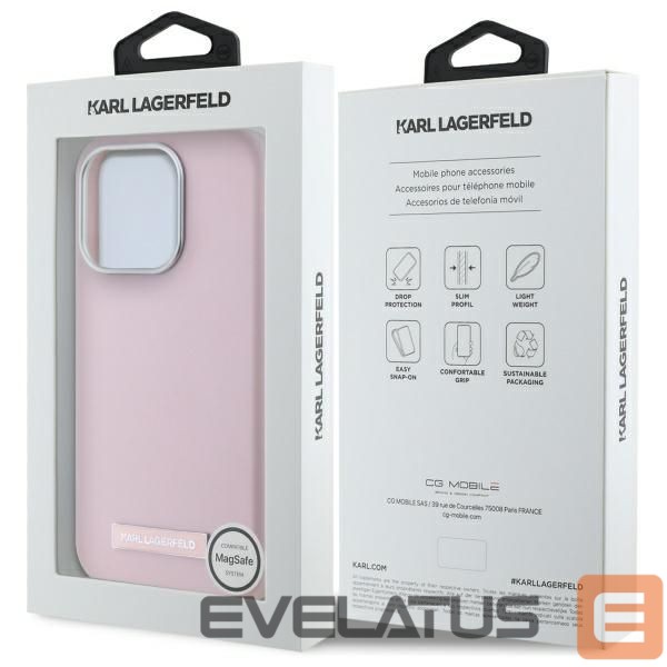 Другой аксессуар для телефона Karl Lagerfeld Karl Lagerfeld FW Metal Plate MagSafe iPhone 15 Pro Case - Pink