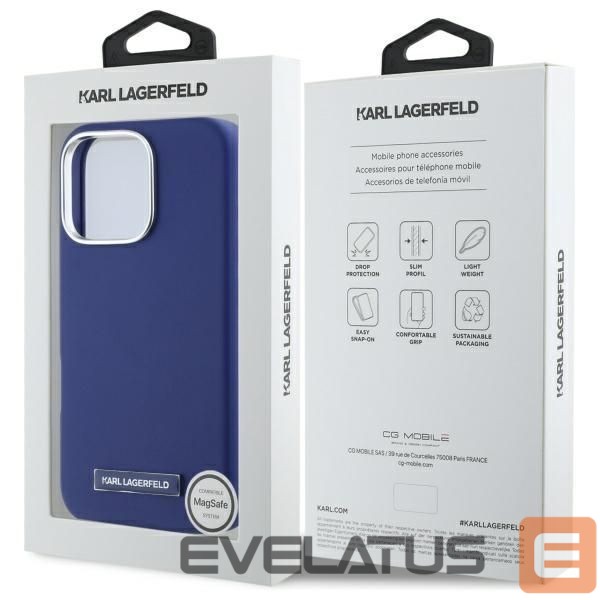 Другой аксессуар для телефона Karl Lagerfeld Karl Lagerfeld FW Metal Plate MagSafe iPhone 16 Pro Case - Blue