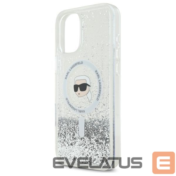 Другой аксессуар для телефона Karl Lagerfeld Karl Lagerfeld Liquid Glitter Karl Head Magsafe Case for iPhone 16 Plus - Clear
