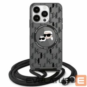 Другой аксессуар для телефона Karl Lagerfeld  Karl Lagerfeld IML Crossbody Monogram Karl & Choupette Head MagSafe iPhone 16 Case - Black 