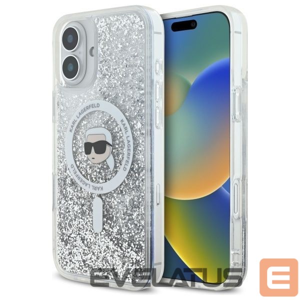 Другой аксессуар для телефона Karl Lagerfeld Karl Lagerfeld Liquid Glitter Karl Head Magsafe iPhone 16 Case - Clear