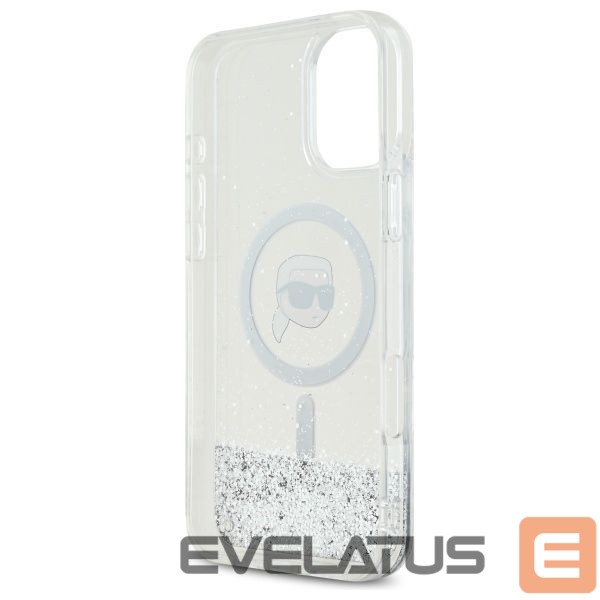 Другой аксессуар для телефона Karl Lagerfeld Karl Lagerfeld Liquid Glitter Karl Head Magsafe iPhone 16 Case - Clear