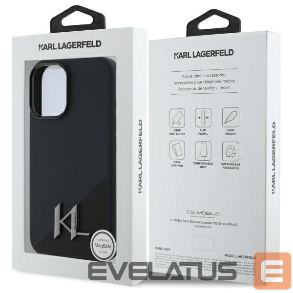 Другой аксессуар для телефона Karl Lagerfeld Karl Lagerfeld KLHMP16SSCMKMPCK iPhone 16 6.1" black/black hardcase Silicone Shadow Metal Initial MagSafe