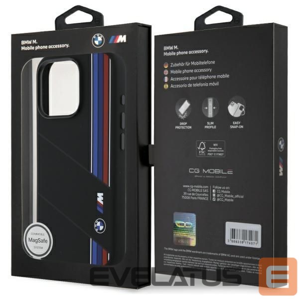 Другой аксессуар для телефона BMW BMW BMHMP16L23SCUK iPhone 16 Pro 6.3" black/black hardcase Silicone Cut Tricolor Lines MagSafe