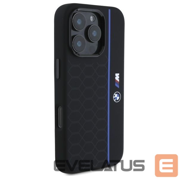 Другой аксессуар для телефона BMW BMW Silicone Hexagon Blue Line MagSafe iPhone 16 Pro Case - Black