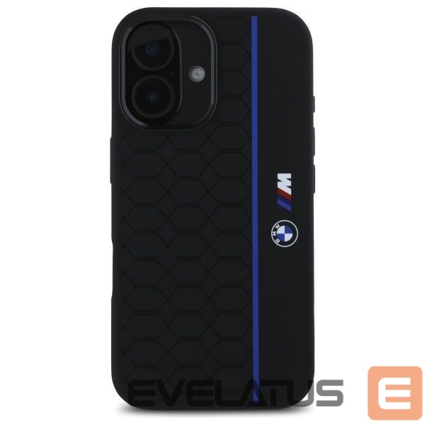 Другой аксессуар для телефона BMW BMW BMHMP16S23SHEB iPhone 16 6.1" black/black hardcase Silicone Hexagon Blue Line MagSafe