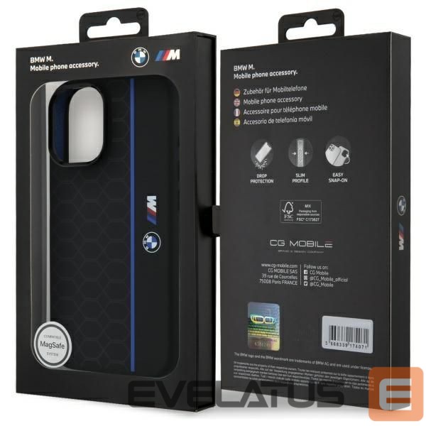 Другой аксессуар для телефона BMW BMW BMHMP16S23SHEB iPhone 16 6.1" black/black hardcase Silicone Hexagon Blue Line MagSafe