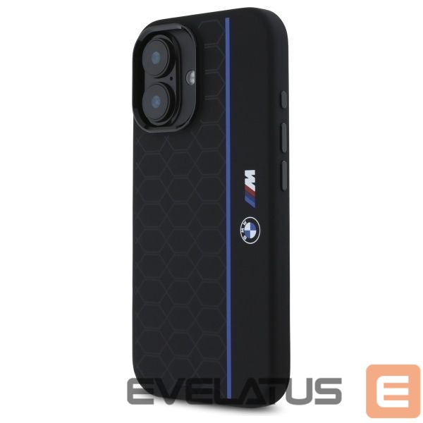 Другой аксессуар для телефона BMW BMW BMHMP16S23SHEB iPhone 16 6.1" black/black hardcase Silicone Hexagon Blue Line MagSafe