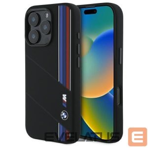 Другой аксессуар для телефона BMW  BMW Silicone Cut Tricolor Lines MagSafe Case for iPhone 16 Pro Max - Black 