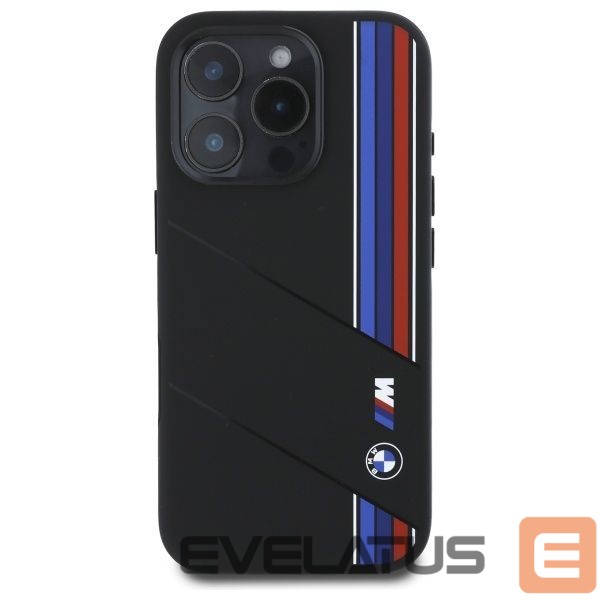 Другой аксессуар для телефона BMW BMW Silicone Cut Tricolor Lines MagSafe Case for iPhone 16 Pro Max - Black