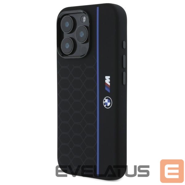 Другой аксессуар для телефона BMW BMW BMHMP16X23SHEB iPhone 16 Pro Max 6.9" black/black hardcase Silicone Hexagon Blue Line MagSafe