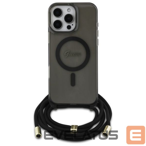 Другой аксессуар для телефона Guess Guess Crossbody Cord Script MagSafe Case for iPhone 16 Pro - Black