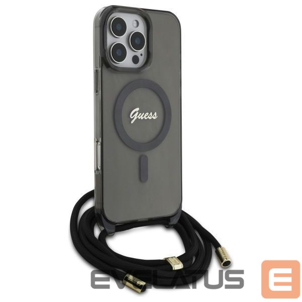 Другой аксессуар для телефона Guess Guess Crossbody Cord Script MagSafe Case for iPhone 16 Pro - Black